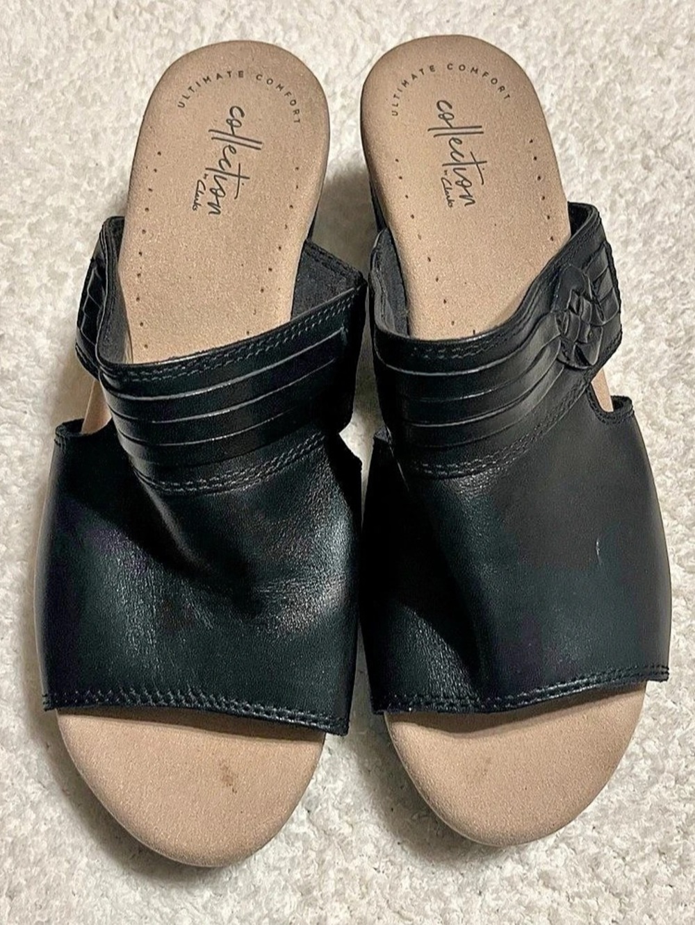 Collection by Clarks Lynette Trudie Leather Wedge Sandal 650401-J EUC US 8.5 Wid